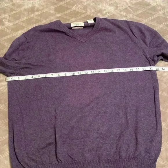 Weatherproof Vintage Mens Cotton Cashmere Plum Colored VNeck Sweater Size Large. - Picture 4 of 10